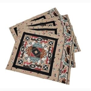 Vintage 90's Handcrafted Southwestern Quilted Table Placemats 4 PC Set